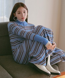 N.(N. Natural Beauty Basic) | ◆ハーフジップボーダーリブワンピース(ワンピース)