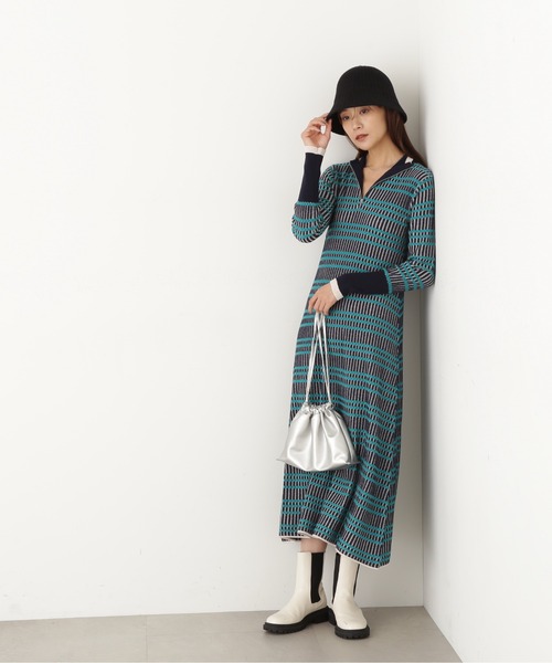 N.（N. Natural Beauty Basic）（エヌエヌナチュラルビューティーベーシック）の「◆ハーフジップボーダーリブワンピース（ワンピース・レディース・チャコール/ブルー/ネイビー・MEDIUM）」の15枚目の写真