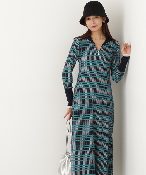 N.（N. Natural Beauty Basic）（エヌエヌナチュラルビューティーベーシック）の「◆ハーフジップボーダーリブワンピース（ワンピース・レディース・チャコール/ブルー/ネイビー・MEDIUM）」の18枚目の写真