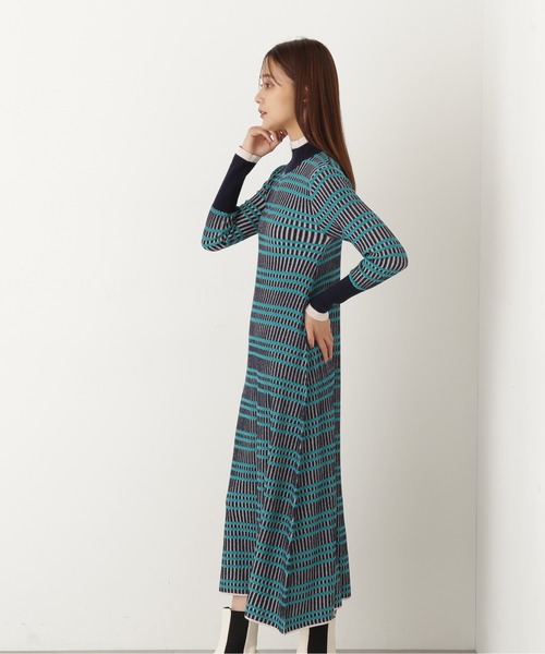 N.（N. Natural Beauty Basic）（エヌエヌナチュラルビューティーベーシック）の「◆ハーフジップボーダーリブワンピース（ワンピース・レディース・チャコール/ブルー/ネイビー・MEDIUM）」の21枚目の写真