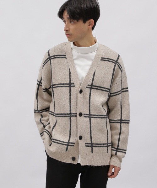 LAKOLE（ラコレ）の「Ｗジャガードチェックニットカーディガン / 907340（カーディガン/ボレロ・メンズ・アイボリー/ブルー/ネイビー・LARGE/X-LARGE/MEDIUM）」の7枚目の写真