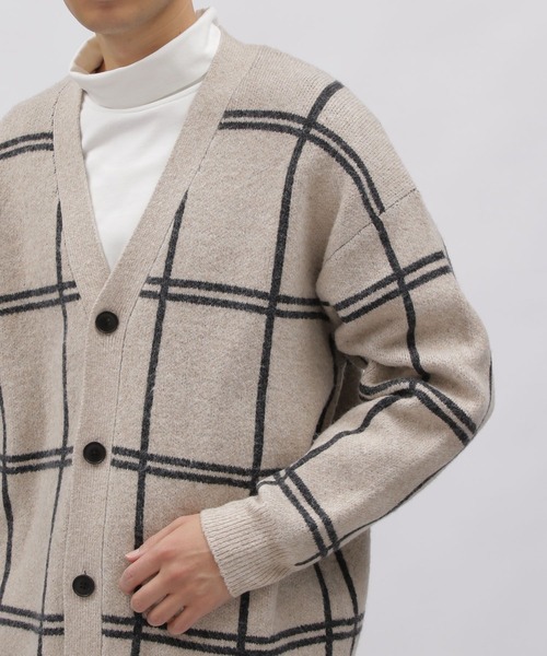 LAKOLE（ラコレ）の「Ｗジャガードチェックニットカーディガン / 907340（カーディガン/ボレロ・メンズ・アイボリー/ブルー/ネイビー・LARGE/X-LARGE/MEDIUM）」の14枚目の写真