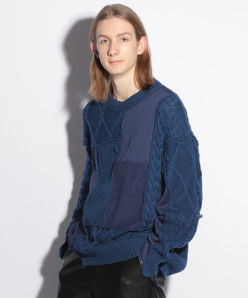 HARE（ハレ）の「OVERニットドッキングスウェット(HARE)（スウェット・メンズ・ブラック/ブルー・FREE）」の6枚目の写真