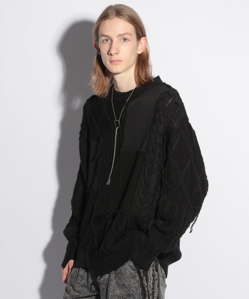 HARE（ハレ）の「OVERニットドッキングスウェット(HARE)（スウェット・メンズ・ブラック/ブルー・FREE）」の4枚目の写真