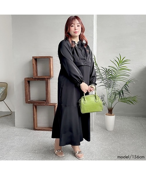 GOLDJAPAN(ゴールドジャパン)の「セットアップワンピース【大きいサイズ対応】(ワンピース・レディース・ブルー/ラベンダー/ブラック・5L/LL/4L/3L)」の8枚目の写真