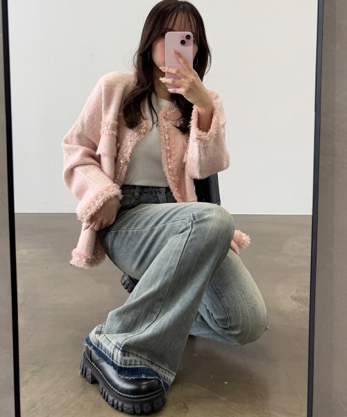 【未使用タグ付】Rirandtureラメツイードニットジャケット リランドチュール Rirandture ラメツイードニットジャケット - メルカリ