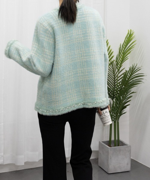 セール】ラメツイード風ジャケット 韓国ニット秋冬 卒業卒園式 入学