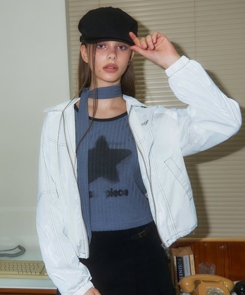 FANCY CLUB（ファンシークラブ）の「A'GEM/9 × .kom『 FANCY CLUB/ファンシークラブ』Glossy stitch jacket/グロッシーステッチジャケット（その他アウター・レディース・A/ホワイト/ブラック・FREE）」の14枚目の写真