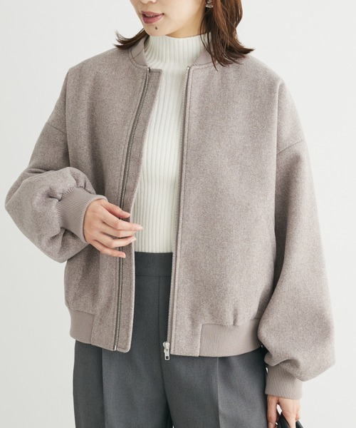 ELENCARE DUE(エレンカーレデュエ)の「・ELENCARE DUE ウールライクブルゾン(ブルゾン・レディース・アイボリー/モカ/チャコールグレー・FREE)」の3枚目の写真