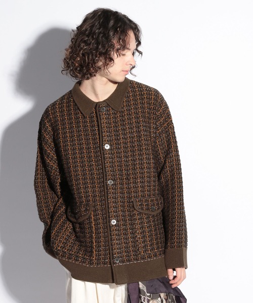 HARE（ハレ）の「ハイショクツイードシャツニット(HARE)（カーディガン/ボレロ・メンズ・ブラック/オレンジ/ブルー・FREE）」の8枚目の写真