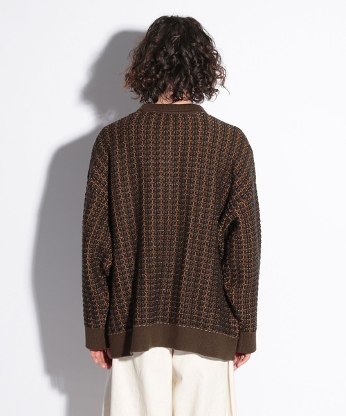HARE（ハレ）の「ハイショクツイードシャツニット(HARE)（カーディガン/ボレロ・メンズ・ブラック/オレンジ/ブルー・FREE）」の12枚目の写真