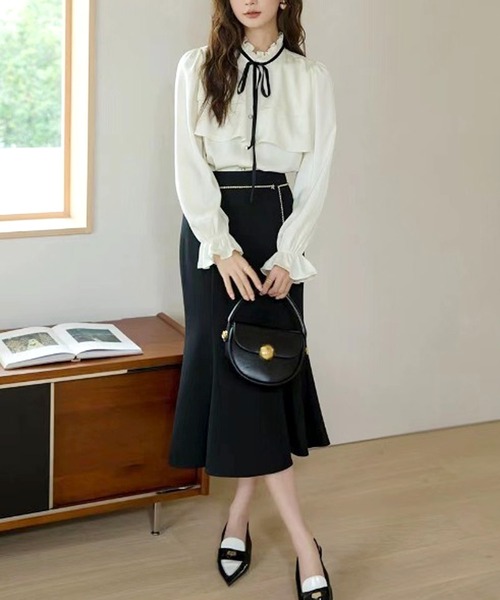 SpRay(スプレイ)の「タイ付フリルスタンドブラウス(シャツ/ブラウス・レディース・アイボリー/ホワイト・FREE)」の15枚目の写真