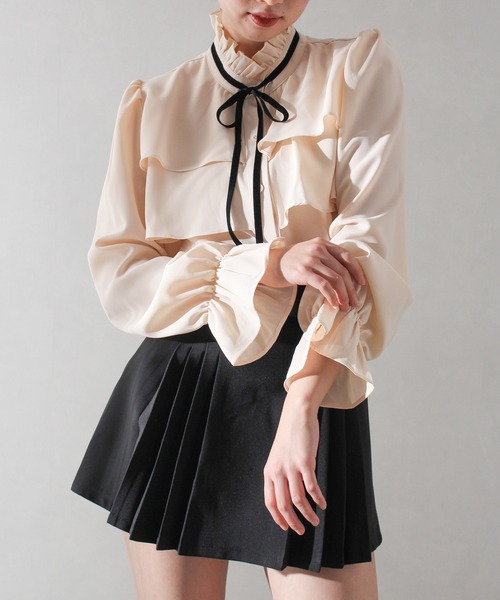 SpRay(スプレイ)の「タイ付フリルスタンドブラウス(シャツ/ブラウス・レディース・アイボリー/ホワイト・FREE)」の16枚目の写真