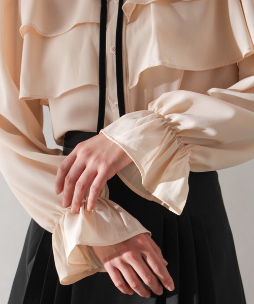 SpRay(スプレイ)の「タイ付フリルスタンドブラウス(シャツ/ブラウス・レディース・アイボリー/ホワイト・FREE)」の8枚目の写真