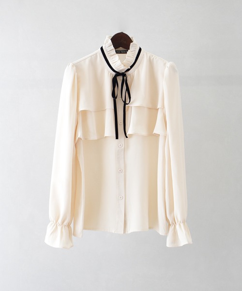 SpRay(スプレイ)の「タイ付フリルスタンドブラウス(シャツ/ブラウス・レディース・アイボリー/ホワイト・FREE)」の11枚目の写真