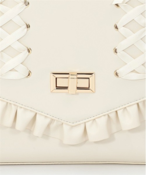 axes femme POETIQUE（アクシーズファムポエティック）の「レースアップサッチェルバッグ（ショルダーバッグ・レディース・ブラック/キナリ/モカ・FREE）」の10枚目の写真