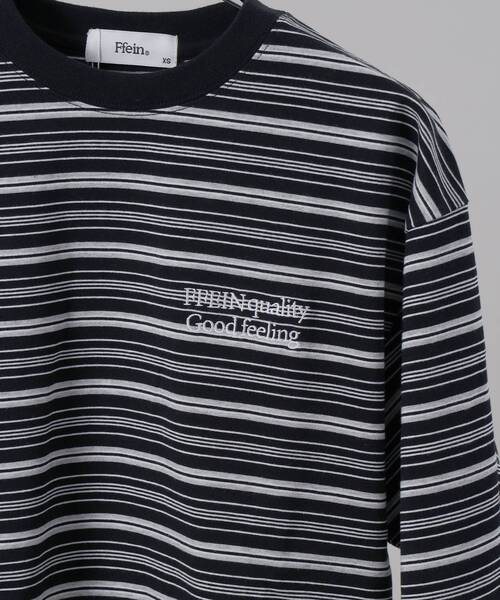 FFEIN（フェイン）の「＊新色追加【FFEIN(フェイン)】 ロゴ刺繍マルチボーダーロングスリーブTシャツ / ロンT リンガー 配色 ボーダー 刺繍 ブランドロゴ 長袖 クルーネック（Tシャツ/カットソー・メンズ・ネイビー/ブラック/グレー/ブラウン/ホワイト・SMALL/LARGE/MEDIUM/X-SMALL）」の15枚目の写真