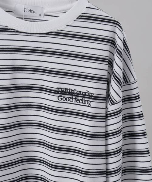 FFEIN（フェイン）の「＊新色追加【FFEIN(フェイン)】 ロゴ刺繍マルチボーダーロングスリーブTシャツ / ロンT リンガー 配色 ボーダー 刺繍 ブランドロゴ 長袖 クルーネック（Tシャツ/カットソー・メンズ・ネイビー/ブラック/グレー/ブラウン/ホワイト・SMALL/LARGE/MEDIUM/X-SMALL）」の21枚目の写真