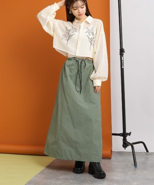RAGEBLUE(レイジブルー)の「フラワー刺繍/ボリュームスリーブショートメッシュブラウス(シャツ/ブラウス・レディース・ブラック/ホワイト/ライトベージュ・FREE)」の14枚目の写真