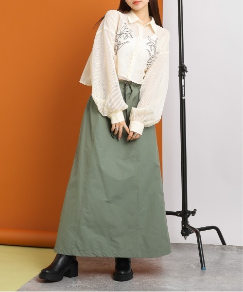 RAGEBLUE(レイジブルー)の「フラワー刺繍/ボリュームスリーブショートメッシュブラウス(シャツ/ブラウス・レディース・ブラック/ホワイト/ライトベージュ・FREE)」の15枚目の写真