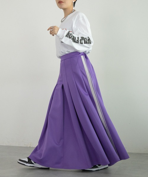RAGEBLUE（レイジブルー）の「サイドライン/トラックプリーツスカート（スカート・レディース・ホワイト/ブラック/パープル・FREE）」の16枚目の写真