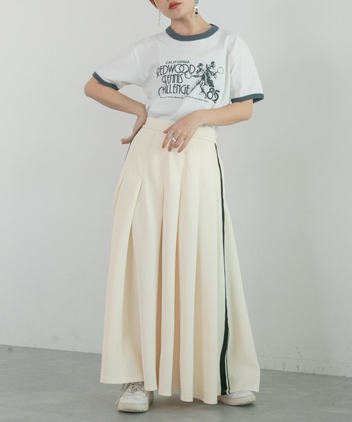 RAGEBLUE（レイジブルー）の「サイドライン/トラックプリーツスカート（スカート・レディース・ホワイト/ブラック/パープル・FREE）」の8枚目の写真