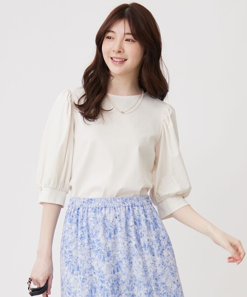 ANY SIS(エニィスィス)の「【接触冷感】美人 ボリュームスリーブ カットソー(Tシャツ/カットソー・レディース・ブラック系/ピンク系/ダークグリーン系/ダルブルー系/ライラック系/ホワイト系・4)」の2枚目の写真