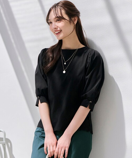 ANY SIS(エニィスィス)の「【接触冷感】美人 ボリュームスリーブ カットソー(Tシャツ/カットソー・レディース・ブラック系/ピンク系/ダークグリーン系/ダルブルー系/ライラック系/ホワイト系・4)」の3枚目の写真