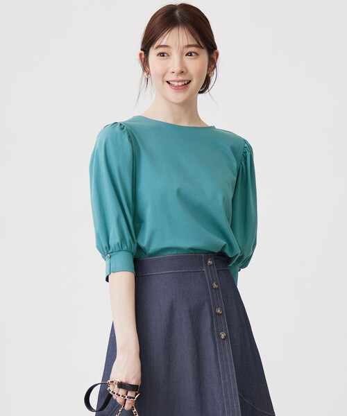 ANY SIS(エニィスィス)の「【接触冷感】美人 ボリュームスリーブ カットソー(Tシャツ/カットソー・レディース・ブラック系/ピンク系/ダークグリーン系/ダルブルー系/ライラック系/ホワイト系・4)」の1枚目の写真