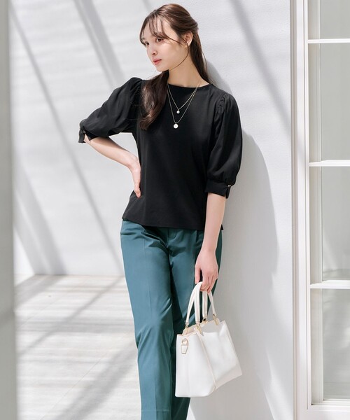 ANY SIS(エニィスィス)の「【接触冷感】美人 ボリュームスリーブ カットソー(Tシャツ/カットソー・レディース・ブラック系/ピンク系/ダークグリーン系/ダルブルー系/ライラック系/ホワイト系・4)」の14枚目の写真