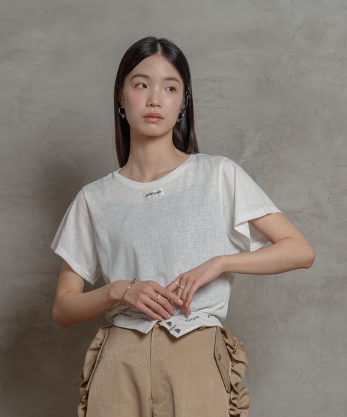 【セール】シースルータグTシャツ（Tシャツ/カットソー）｜poiregnee（ポワニェ）