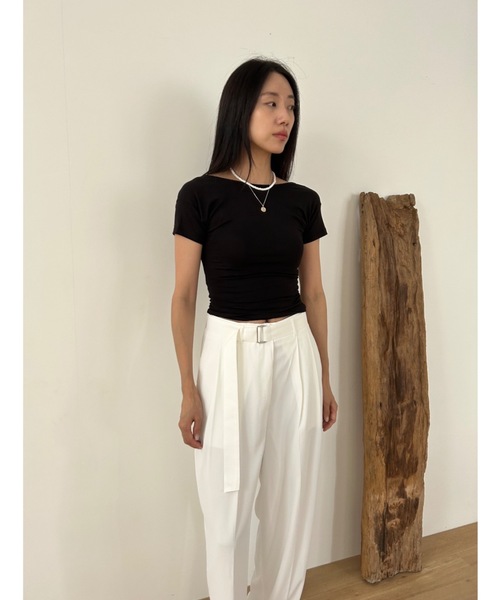 Didot.showroom(ディドット ショールーム)の「バックオープンクロップドT(Tシャツ/カットソー・レディース・ブラウン/ピンク/アイボリー/ブラック/クリーム・FREE)」の19枚目の写真