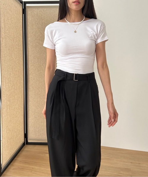 Didot.showroom(ディドット ショールーム)の「バックオープンクロップドT(Tシャツ/カットソー・レディース・ブラウン/ピンク/アイボリー/ブラック/クリーム・FREE)」の22枚目の写真
