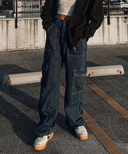 DEFLEXTION(ディフレクション)の「【DEFLEXTION / ディフレクション】Wide denim pants / ワイドデニムパンツ(デニムパンツ・レディース・ライトブルー/ブラック/インディゴブルー/ダークブルー・SMALL/MEDIUM)」の1枚目の写真
