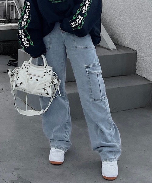 DEFLEXTION(ディフレクション)の「【DEFLEXTION / ディフレクション】Wide denim pants / ワイドデニムパンツ(デニムパンツ・レディース・ライトブルー/ブラック/インディゴブルー/ダークブルー・SMALL/MEDIUM)」の4枚目の写真