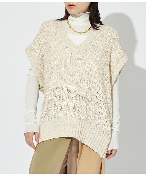 Settimissimo（セッティミッシモ）の「MIXテープヤーン ニット ジレ ベスト（ベスト・レディース・ベージュ/アイボリー・FREE）」の2枚目の写真