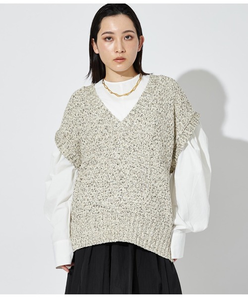 Settimissimo（セッティミッシモ）の「MIXテープヤーン ニット ジレ ベスト（ベスト・レディース・ベージュ/アイボリー・FREE）」の12枚目の写真