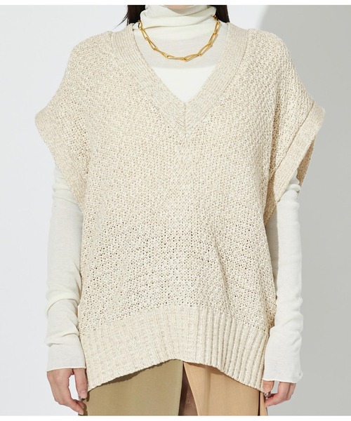 Settimissimo（セッティミッシモ）の「MIXテープヤーン ニット ジレ ベスト（ベスト・レディース・ベージュ/アイボリー・FREE）」の17枚目の写真