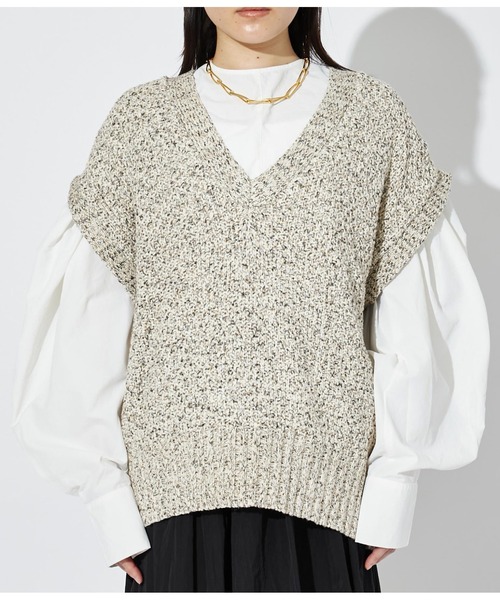 Settimissimo（セッティミッシモ）の「MIXテープヤーン ニット ジレ ベスト（ベスト・レディース・ベージュ/アイボリー・FREE）」の18枚目の写真