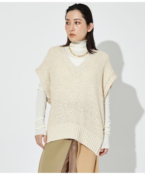 Settimissimo（セッティミッシモ）の「MIXテープヤーン ニット ジレ ベスト（ベスト・レディース・ベージュ/アイボリー・FREE）」の5枚目の写真