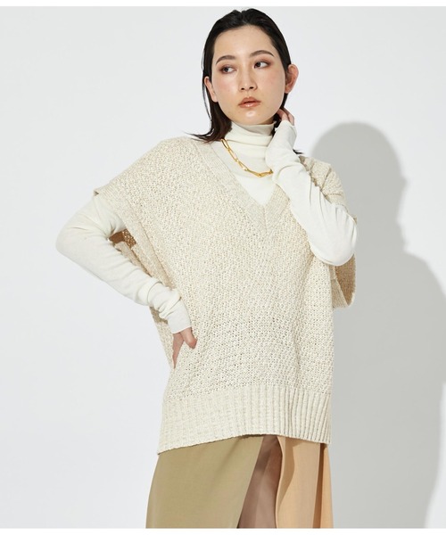 Settimissimo（セッティミッシモ）の「MIXテープヤーン ニット ジレ ベスト（ベスト・レディース・ベージュ/アイボリー・FREE）」の4枚目の写真