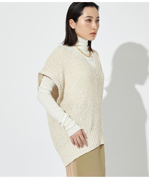 Settimissimo（セッティミッシモ）の「MIXテープヤーン ニット ジレ ベスト（ベスト・レディース・ベージュ/アイボリー・FREE）」の6枚目の写真