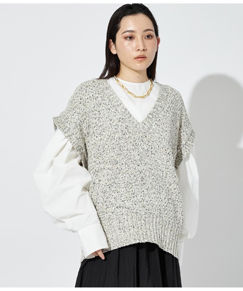 Settimissimo（セッティミッシモ）の「MIXテープヤーン ニット ジレ ベスト（ベスト・レディース・ベージュ/アイボリー・FREE）」の11枚目の写真