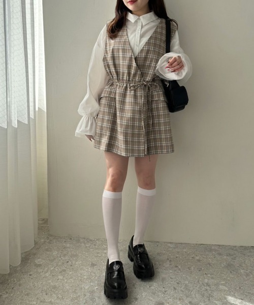 OLIVE des OLIVE(オリーブデオリーブ)の「ウエストリボンジレ 1041070080(セットアップ・レディース・チェック/アイボリー/ブラック・FREE)」の16枚目の写真