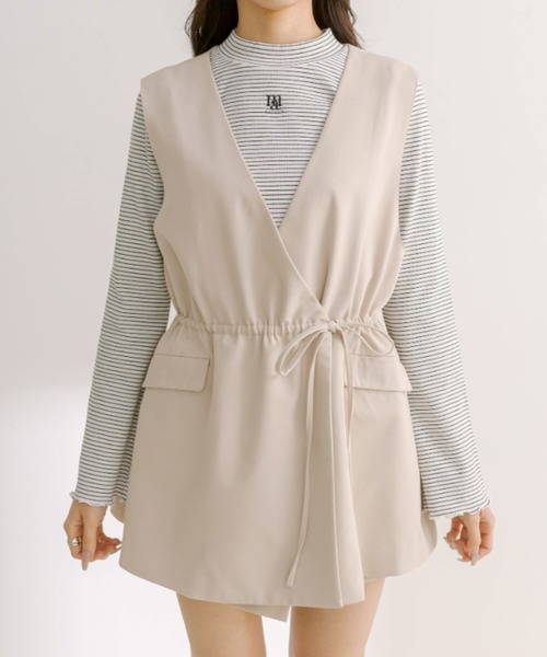 OLIVE des OLIVE(オリーブデオリーブ)の「ウエストリボンジレ 1041070080(セットアップ・レディース・チェック/アイボリー/ブラック・FREE)」の8枚目の写真