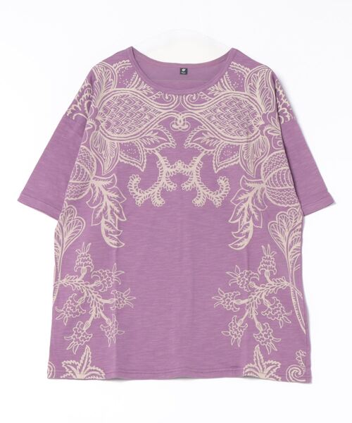 チャイハネ（チャイハネ）の「【チャイハネ】ラジャスタンメンズTシャツ（Tシャツ/カットソー・メンズ・ホワイト/ブラック/ベージュ/パープル/イエロー・FREE）」の4枚目の写真