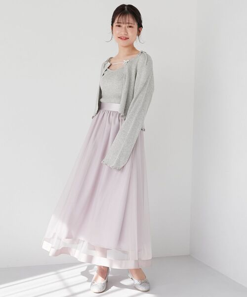 MAJESTIC LEGON（マジェスティックレゴン）の「【WEB限定XSサイズあり】パイピングチュールスカート（スカート・レディース・アイボリー/グレー/ブラック/グレイッシュベージュ・MEDIUM/SMALL/X-SMALL）」の6枚目の写真