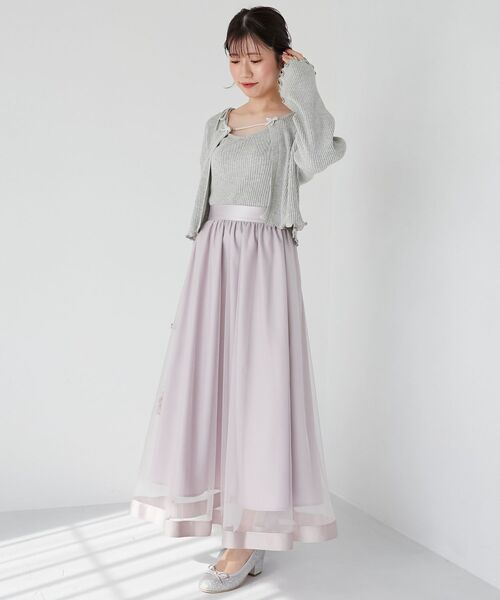 MAJESTIC LEGON（マジェスティックレゴン）の「【WEB限定XSサイズあり】パイピングチュールスカート（スカート・レディース・アイボリー/グレー/ブラック/グレイッシュベージュ・MEDIUM/SMALL/X-SMALL）」の7枚目の写真