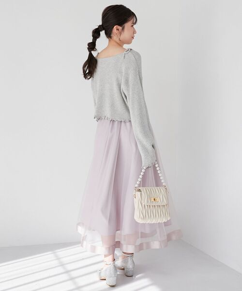 MAJESTIC LEGON（マジェスティックレゴン）の「【WEB限定XSサイズあり】パイピングチュールスカート（スカート・レディース・アイボリー/グレー/ブラック/グレイッシュベージュ・MEDIUM/SMALL/X-SMALL）」の8枚目の写真