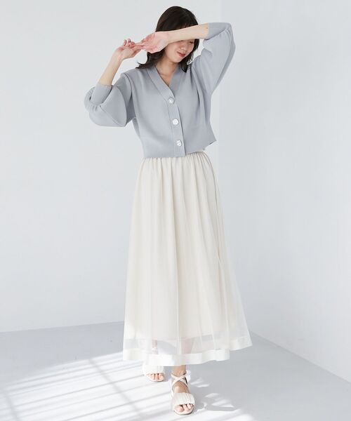 MAJESTIC LEGON（マジェスティックレゴン）の「【WEB限定XSサイズあり】パイピングチュールスカート（スカート・レディース・アイボリー/グレー/ブラック/グレイッシュベージュ・MEDIUM/SMALL/X-SMALL）」の13枚目の写真